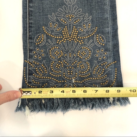 Blank NYC Kick Flare bedazzled Crop Fringe Jeans - Picture 4 of 11